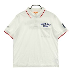 BEAMS GOLF ビームスゴルフ 半袖ポロシャツ ワッペン ホワイト系 L [240101181917] ゴルフウェア メンズ