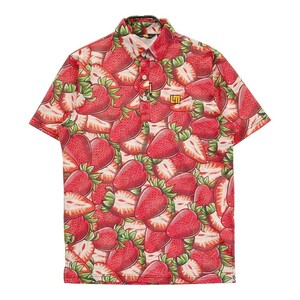 LOUD MOUTH ラウドマウス 2023年モデル 半袖ポロシャツ Vintage Strawberries 総柄 レッド系 M [240101183872] ゴルフウェア メンズ