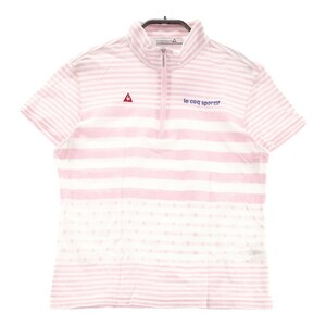 【1円】LE COQ GOLF ルコックゴルフ ハーフジップ 半袖Tシャツ ボーダー ピンク系 M [240001918222] レディース