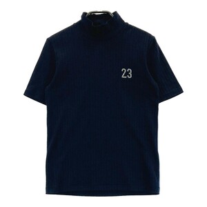 23区GOLF ニジュウサンクゴルフ ハイネック 半袖 Tシャツ ストライプ柄 ネイビー系 1 [240101185761] ゴルフウェア レディース