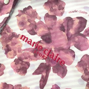 marie claire sport マリクレール スポール 半袖ポロシャツ ロゴ刺繍 ストライプ 花柄 ピンク系 M [240101182840] ゴルフウェアの画像3
