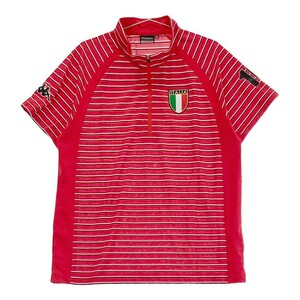 KAPPA GOLF カッパゴルフ ハーフジップ半袖Tシャツ ボーダー柄 レッド系 LL [240101193627] ゴルフウェア メンズ