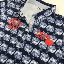 【1円】FILA GOLF フィラゴルフ 半袖ポロシャツ リンゴ 総柄 ネイビー系 L [240001932585] レディース_画像3