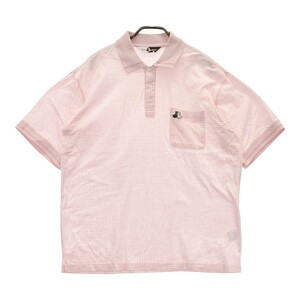 BLACK&WHITE black and white polo-shirt with short sleeves check pattern pink series L [240101189963] Golf wear men's 