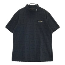 PING ピン 2022年モデル ハイネック 半袖Tシャツ 総柄 ブラック系 L [240101192510] ゴルフウェア メンズ_画像1