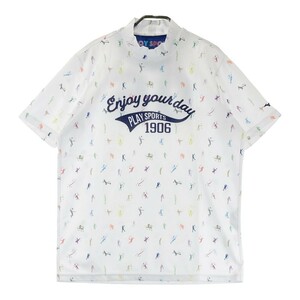 【新品】MIZUNO GOLF ミズノゴルフ 2022年モデル ハイネック 半袖Tシャツ 総柄 ホワイト系 L [240101194107] ゴルフウェア メンズ