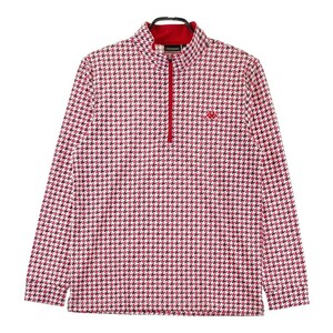 KAPPA GOLF カッパゴルフ ハーフジップ 長袖 Tシャツ 千鳥 総柄 レッド系 M [240101187685] ゴルフウェア メンズ