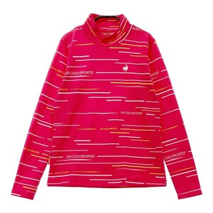 LECOQ GOLF ルコックゴルフ ハイネック 長袖Tシャツ ロゴ 総柄 ピンク系 L [240101191193] ゴルフウェア レディース