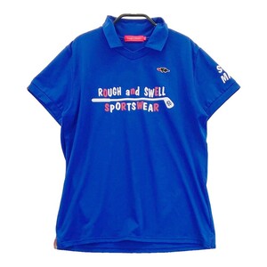 ROUGH&SWELL ラフアンドスウェル RSL-22006 襟付き 半袖Tシャツ ロゴ ブルー系 L [240101195813] ゴルフウェア レディース
