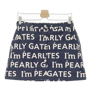 【1円】PEARLY GATES パーリーゲイツ 30周年 ストレッチスカート 総柄 ネイビー系 2 [240101100153] レディース