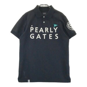 【1円】PEARLY GATES パーリーゲイツ 30周年 半袖ポロシャツ ワッペン ブラック系 5 [240101181632] メンズ