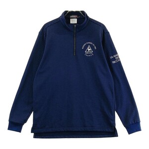 LECOQ GOLF ルコックゴルフ 長袖ハーフジップTシャツ ボーダー ネイビー系 L [240101193540] ゴルフウェア メンズ