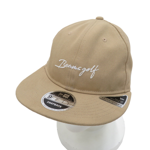 【1円】BEAMS GOLF ビームスゴルフ ×NEW ERA フラットキャップ ベージュ系 [240101181225]