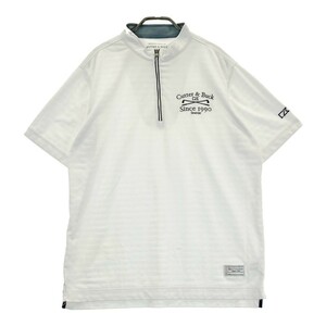 CUTTER&BUCK カッターアンドバック ハーフジップ 半袖Tシャツ ボーダー柄 ホワイト系 LL [240101199602] ゴルフウェア メンズ