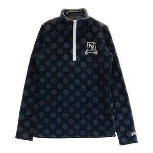 FILA GOLF フィラゴルフ 裏起毛 ハーフジップ スウェットトレーナー ドット柄 ブラック系 L [240101202101] ゴルフウェア レディース