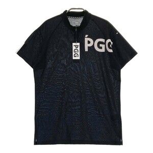 【1円】【新品】PGG PEARLY GATES パーリーゲイツ 2023年モデル ハーフジップ半袖Tシャツ ネイビー系 6 [240001983881]