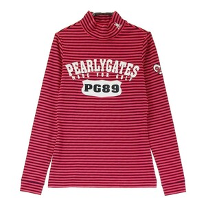 PEARLY GATES パーリーゲイツ ハイネック 長袖Tシャツ ボーダー柄 ピンク系 0 [240101201260] ゴルフウェア レディース