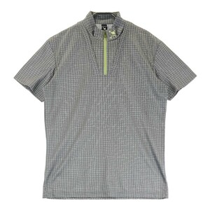 OAKLEY オークリー ハーフジップ 半袖Tシャツ スカル チェック総柄 グレー系 L [240101203375] ゴルフウェア メンズ