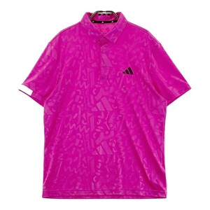 ADIDAS GOLF アディダスゴルフ 2023年モデル 半袖ポロシャツ ボタンダウン 総柄 ピンク系 XL [240101205351] ゴルフウェア メンズ