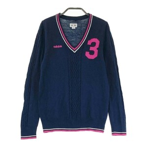 ADIDAS GOLF アディダスゴルフ A04998 ウール混 長袖ニット セーター ネイビー系 M [240101203456] ゴルフウェア レディース