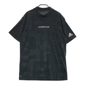 ADIDAS GOLF アディダスゴルフ HN8934 2022年モデル ハイネック 半袖Tシャツ 総柄 ブラック系 O [240101205474] ゴルフウェア メンズ