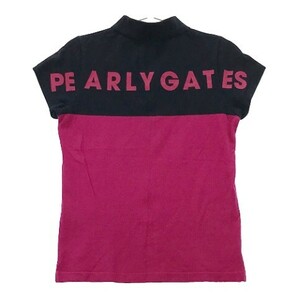 【1円】PEARLY GATES パーリーゲイツ 2021年モデル 半袖ポロシャツ バックロゴ バイカラー ピンク系 0 [240101016312] レディースの画像2