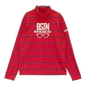 【1円】NEW BALANCE GOLF ニューバランスゴルフ ハイネック 長袖Tシャツ フロッキー ボーダー柄 レッド系 2 [240101078017]