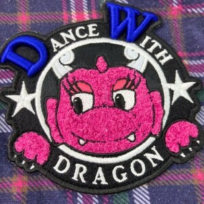 【1円】DANCE WITH DRAGON ダンスウィズドラゴン ハイネック 長袖Tシャツ チビドラ ワッペン チェック柄 ネイビー系 2 [240101088248]の画像3