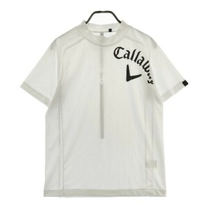 【1円】CALLAWAY キャロウェイ 2022年モデル ハイネック 半袖Tシャツ ロゴプリント ホワイト系 M [240101051349] メンズ