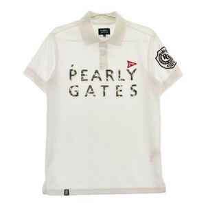 【1円】PEARLY GATES パーリーゲイツ 半袖ポロシャツ カモフラロゴ ホワイト系 4 [240101063274] メンズ