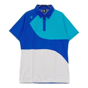 【1円】DESCENTE GOLF デサントゴルフ DGMPJA45 切替 半袖ポロシャツ ブルー系 O [240101080550] メンズ