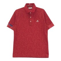 【1円】ADIDAS GOLF アディダスゴルフ 半袖ポロシャツ 総柄 レッド系 M [240001984003] メンズ_画像1