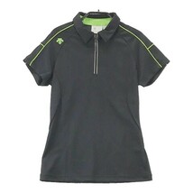 【1円】DESCENTE GOLF デサントゴルフ ハーフジップ 半袖ポロシャツ ブラック系 S [240001988928] レディース_画像1