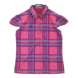 [1 иен ]LE COQ GOLF Le Coq Golf рубашка-поло с коротким рукавом Logo вышивка в клетку розовый серия L [240101010092] женский 