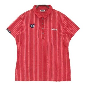 【1円】FILA GOLF フィラゴルフ 半袖ポロシャツ ストライプ柄 レッド系 LL [240101017271] レディース