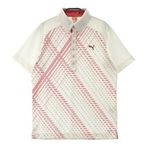 【1円】PUMA GOLF プーマゴルフ 半袖ポロシャツ ボタンダウン 総柄 ホワイト系 L [240101017619] メンズ_画像1