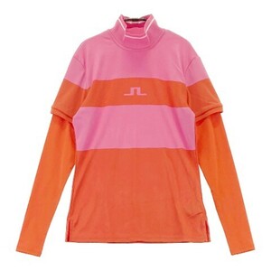 【1円】J.LINDEBERG ジェイリンドバーグ レイヤード風 ハイネック 長袖Tシャツ ピンク系 S [240101080383] レディース