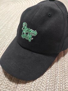 新品 定価6600 BEAMS GOLF コットン ツイル キャップ ブラック グリーン 黒 緑 ビームス ゴルフ 刺繍 帽子 フリーサイズ
