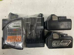 【中古品】日立工機 18v6.0Ahバッテリx2+充電器セット BSL1860x2 UC18YSL2　ITT67ZA74WE8