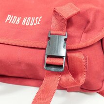 PINK HOUSE ピンクハウス★キュートなロゴ刺しゅう♪コットンキャンバス調 リュック バッグ 希少 A4楽々 赤系 k2603_画像4