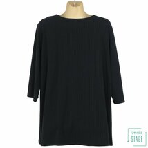 【美品】Liliane Burty★大人フェミニン♪五分袖チュニック 大きいサイズLL ストレッチ素材 シックなピンストライプ♪黒系 z7441_画像4