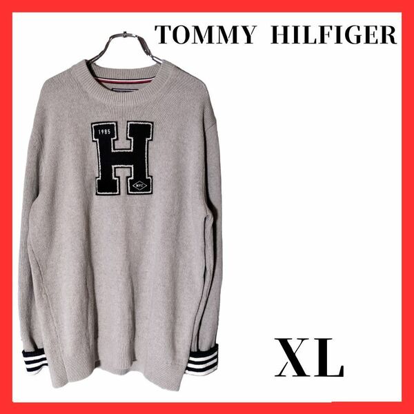 TOMMY　HILFLGER　ニット　Hデカロゴ　ビックロゴ　XLサイズ