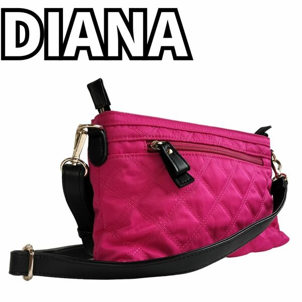 【DIANA公式上品なピンク】　DIANA　ショルダーバック キルティング コンパクト　ピンク