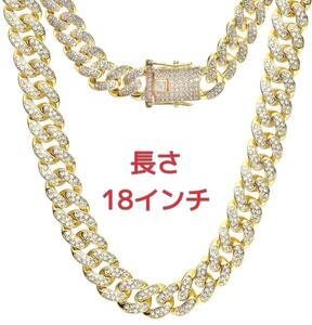 1円出品 定価2980円 喜平ネックレス 18k gp マイアミ キューバン ゴールド gold メンズネックレス 13㎜45cm ダブルロック留め具