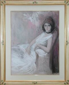 Art hand Auction Hodaka Shinsaku Bezaubernde weibliche Figur Bernard Charoy Weißes Kleid Pastell Nr. 12, Kunstwerk, Malerei, Pastellzeichnung, Buntstiftzeichnung