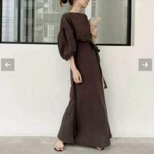 a Pal tomon Deuxieme Classe Deuxieme Classe Linen Madam Dresslinenkashu cool long One-piece Brown 