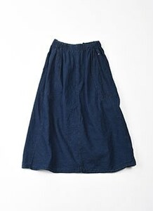 45rpm 45r ゴマデニムのスカート　フレア　インディゴ　ギャザー　イージー デニム　スカート　2