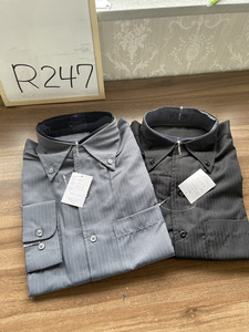 二重衿 ドレスシャツ 2着セット ブラック グレー メンズ カジュアル パーティ Lサイズ