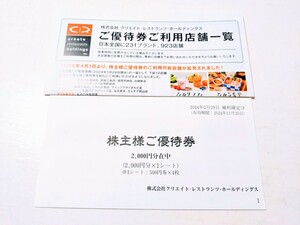 クリエイトレストランツ 株主優待　送料み