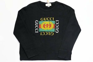 【質Banana】クリーニング済み！GUCCI/グッチ トレーナー Lサイズ GGロゴダメージ加工 スウェット ブラック ブランド 服 ♪